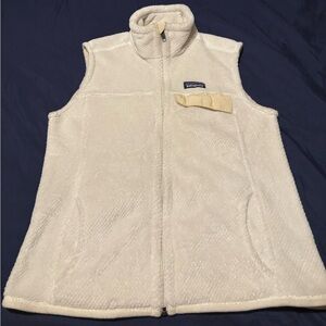 Patagonia Fleece Full Zip Vest Jacket White Cream Size Women’s Large